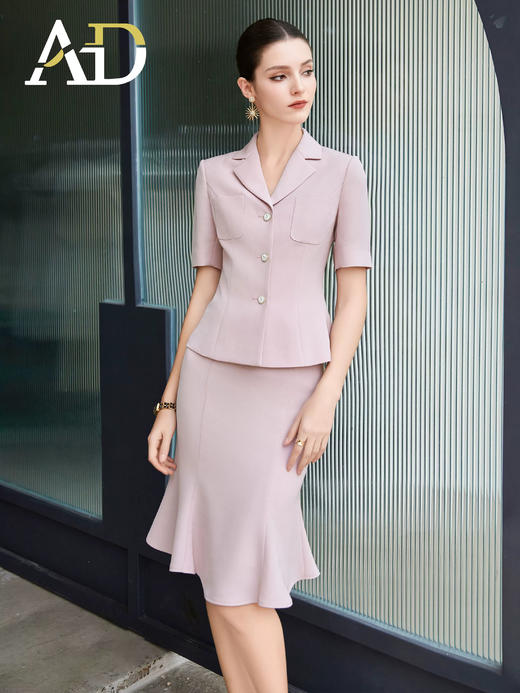 AD减龄漂亮洋气套装女粉色职业装气质女神范西装套裙高端工作服夏 商品图1