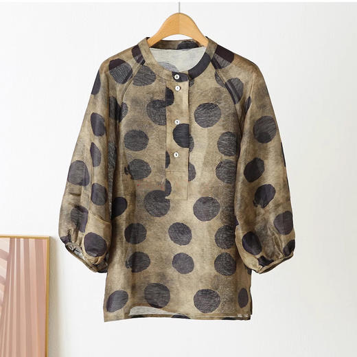 裁缝学苑AQ324新中式桑蚕丝复古圆领半开领七分袖衬衫纸样女装上衣版型 商品图1