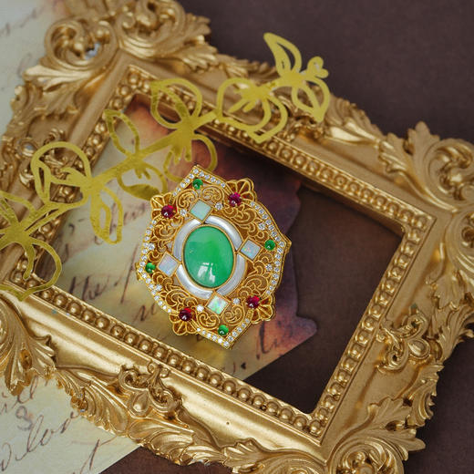 龢盒原创 阳绿翡翠蛋面香囊吊坠 商品图0