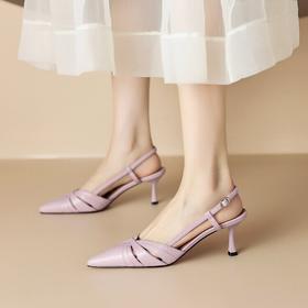 【预售5天】羊皮包头后空凉鞋女韩版尖头高跟鞋时尚通勤工作鞋ZF&ZF3590