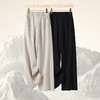 福利款~雀说 天丝麻提花休闲裤女高腰百搭显瘦窄版直筒阔腿长裤子 4ZF-2888 商品缩略图0