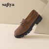 Safiya/索菲娅2024复古圆头英伦风粗跟金属扣百搭软底乐福鞋 SF43112065 商品缩略图4