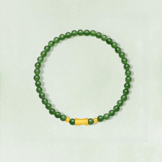 周六福珠宝黄金金镶玉手链和田碧玉福禄竹节手串手饰文玩手串系列 商品图3