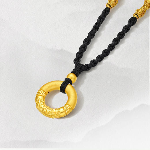 周六福黄金项链祥云定价精致颈饰节日礼物3D硬金吊坠送女友 商品图3