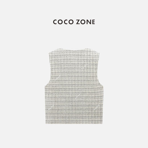 COCO ZONE 小香风圆领背心马甲时尚格纹无袖上衣CC1C1649 商品图1