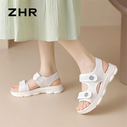 ZHR则则山茶风运动凉鞋女甜酷厚底空气凉鞋外出百搭ins沙滩鞋小众 商品图8