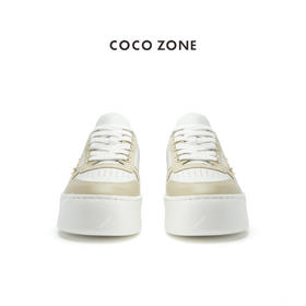 COCO ZONE 女士拼色板鞋圆头系带厚底休闲鞋CC2C1242