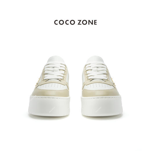 COCO ZONE 女士拼色板鞋圆头系带厚底休闲鞋CC2C1242 商品图0