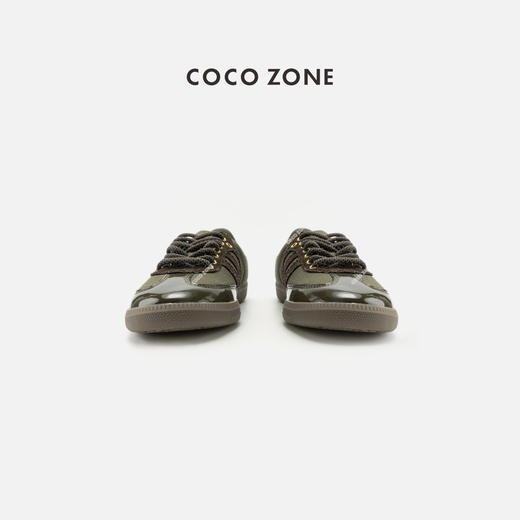 COCO ZONE  复古设计感系带休闲鞋撞色拼接德训鞋CC2C1504 商品图0