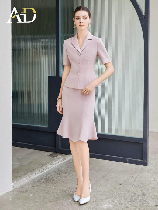 AD减龄漂亮洋气套装女粉色职业装气质女神范西装套裙高端工作服夏 商品图2