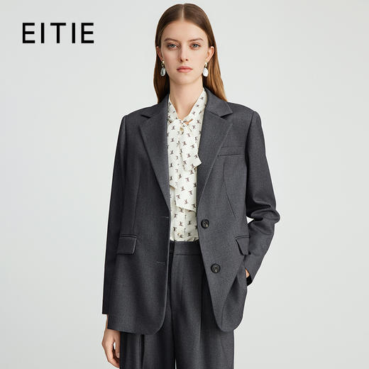 EITIE爱特爱廓形中性高级感灰色直筒显瘦西装外套女秋季新款C2403406 商品图0