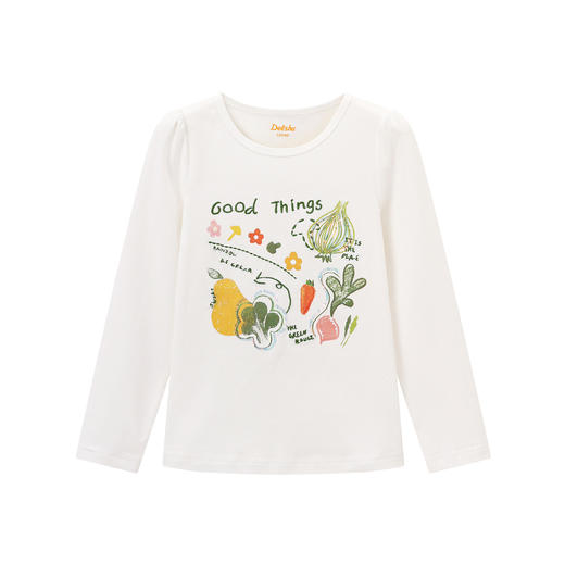 笛莎Deesha 童装女童T恤2024秋季印花圆领T恤 商品图4