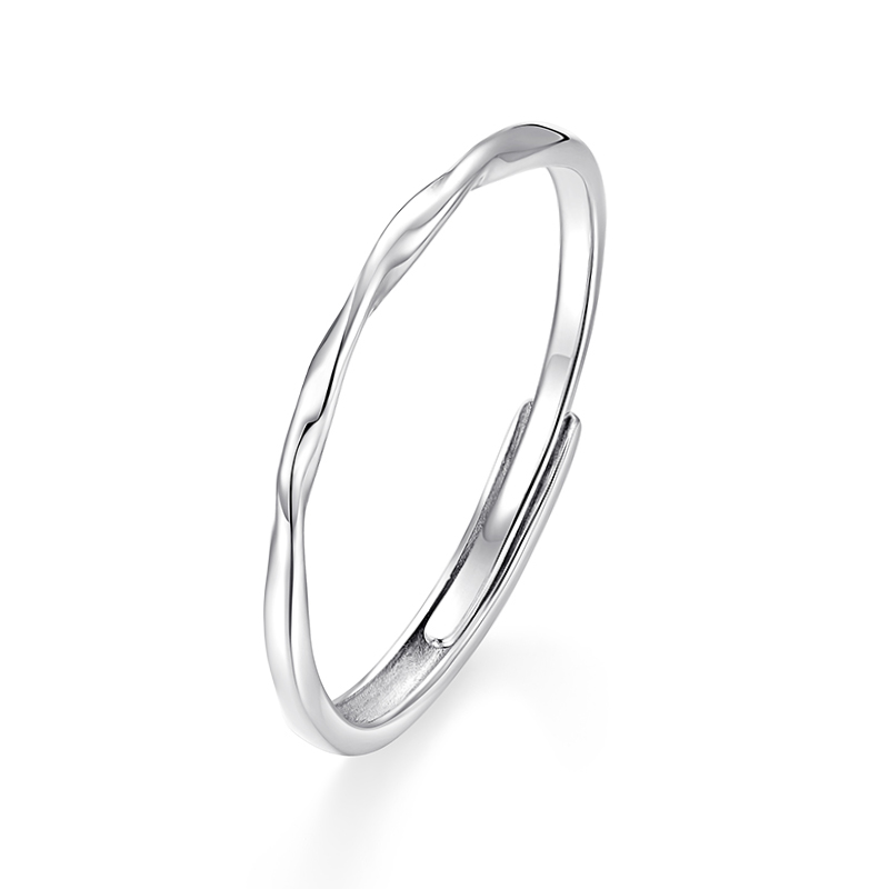 卡蒂罗/KADER 莫比乌斯系列 星河浮浪戒指 925银轻奢时尚海浪造型ins风开口可调节女戒素圈一只 简约时尚大气配饰