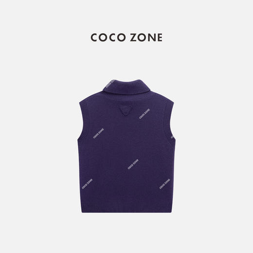 COCO ZONE 100绵羊毛小香风翻领无袖针织衫CC1C1629 商品图1