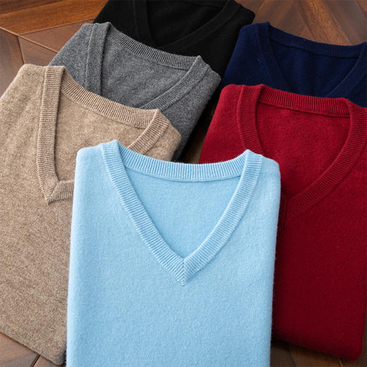 毛豆-XK8606男士V领羊毛马甲 商品图8