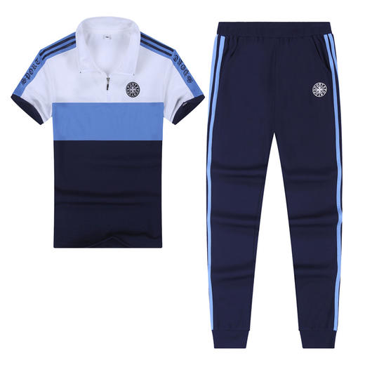 SP142-3551 运动套装男士休闲服夏季情侣运动服短袖长裤两件套夏天跑步套装女 商品图4