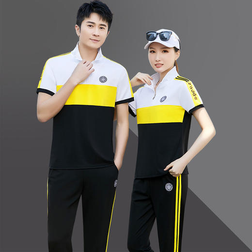 SP142-3551 运动套装男士休闲服夏季情侣运动服短袖长裤两件套夏天跑步套装女 商品图2