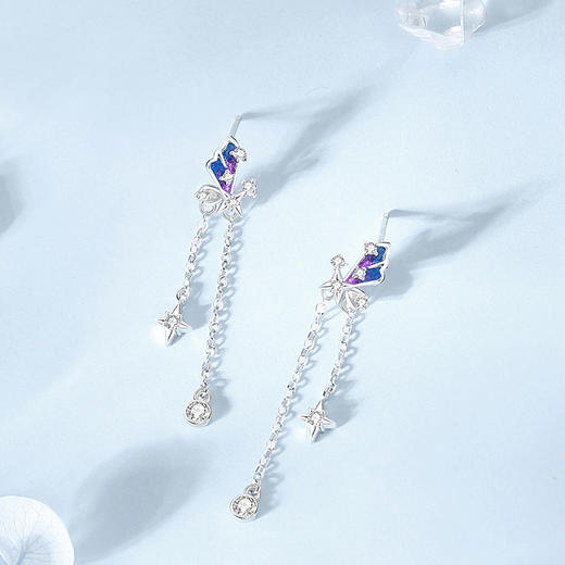卡蒂罗/KADER 星辰蝶恋耳环 925银闪闪蝶舞梦幻克莱因蓝双链流苏吸睛设计轻奢耳饰 在逃公主浪漫蝴蝶仙气配饰 礼盒 商品图2