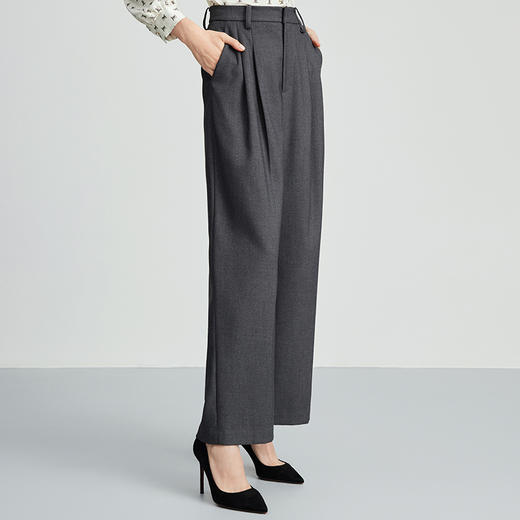 EITIE爱特爱高级感灰色高腰阔腿垂坠显瘦西裤休闲裤秋季新款C2405404 商品图3