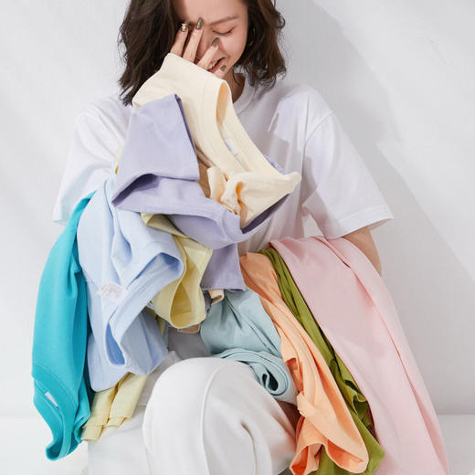 （79元4件送防晒袖套，自行设置满减，单拍一件不发）马卡龙色系纯棉短T，14色可选，200g重磅棉，舒适透气，男女同款，遮肉显瘦，更百搭！ 商品图6