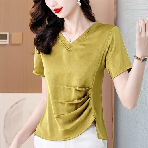 SMZ18884 2024高级感开叉短袖t恤女夏季装新款时尚小衫高级感不规则上衣潮 商品图0