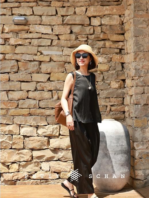 PETIT SCHAN小闪 CLO#541 Slow voice 声声慢 香云纱松紧腰直筒裤 商品图1