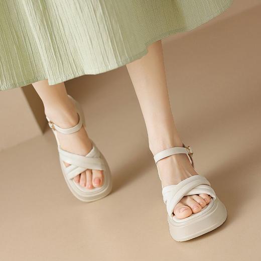 ZHR则则时尚罗马交叉带厚底凉鞋2024夏季新款学院风百搭简约女鞋 商品图8