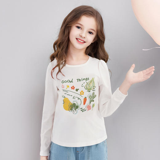 笛莎Deesha 童装女童T恤2024秋季印花圆领T恤 商品图1