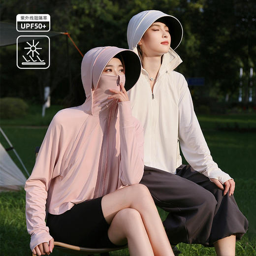 户外防晒衣女夏季2024新款黑胶冰丝原纱防紫外线罩衫骑车薄防晒服 商品图1