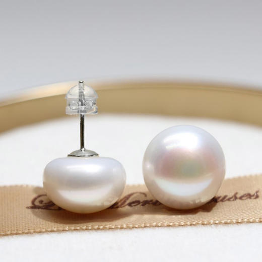 【宏艺珠宝】925纯银天然珍珠耳钉基础经典百搭馒头珠小巧个性养耳洞·银s925耳饰 商品图1