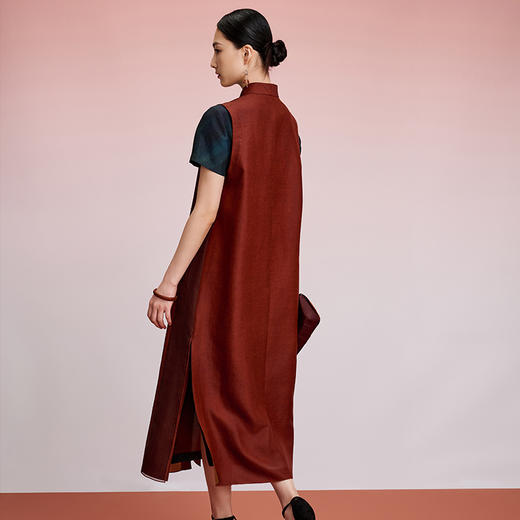 TANGY Collection天意精品2024秋季新品中国风中长款茛绸马甲 商品图2