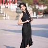 蕾丝旗袍年轻款鱼尾礼服裙小个子YG2416 商品缩略图3