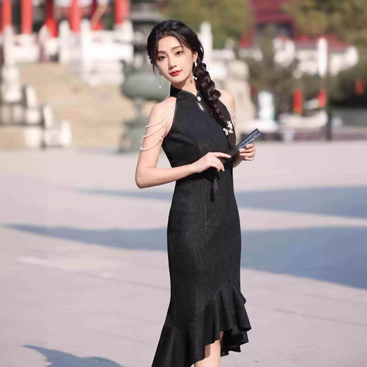 蕾丝旗袍年轻款鱼尾礼服裙小个子YG2416 商品图3