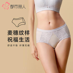 都市丽人内裤宽版包覆平角裤蕾丝+泳布女士内裤YPT2S1