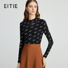 EITIE爱特爱弹力针织网纱印花修身显瘦打底衫长袖T恤秋季新款C2413420 商品缩略图0