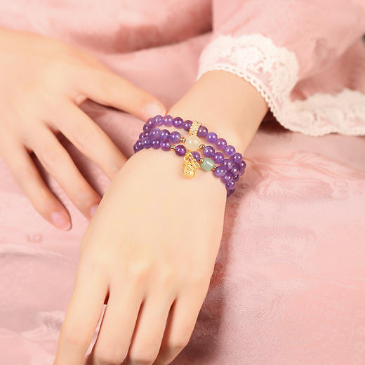 【福禄双全】紫水晶福禄葫芦多圈手链 水晶手串 商品图1