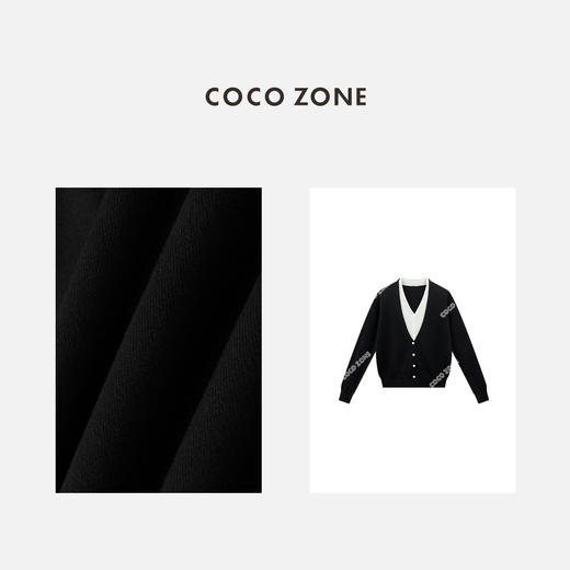 COCO ZONE 法式假两件撞色V领针织衫单排扣上衣24C60020 商品图2