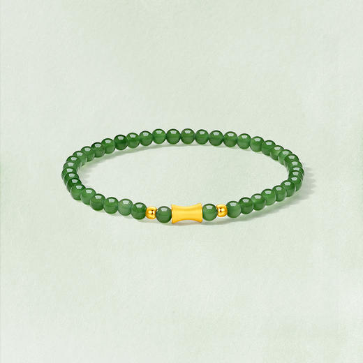 周六福珠宝黄金金镶玉手链和田碧玉福禄竹节手串手饰文玩手串系列 商品图2