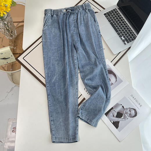 雀说 200斤胖MM春夏韩版百搭薄款牛仔裤休闲九分裤加大码女装4ZF-2228 商品图1