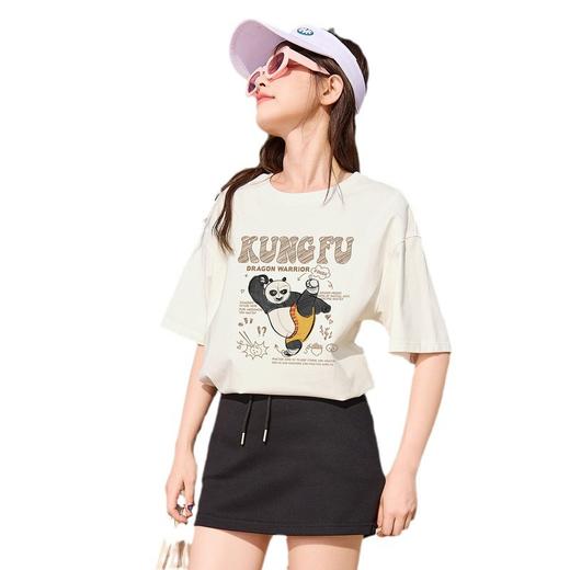 「功夫熊猫联名！重磅纯棉」猫十二圆领短袖T恤 2024新款夏季上衣女棉质体恤潮 商品图4