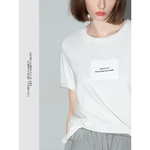 COCOBELLA凉感舒适冰氧吧T恤女印花休闲字母短袖TS536 商品图2
