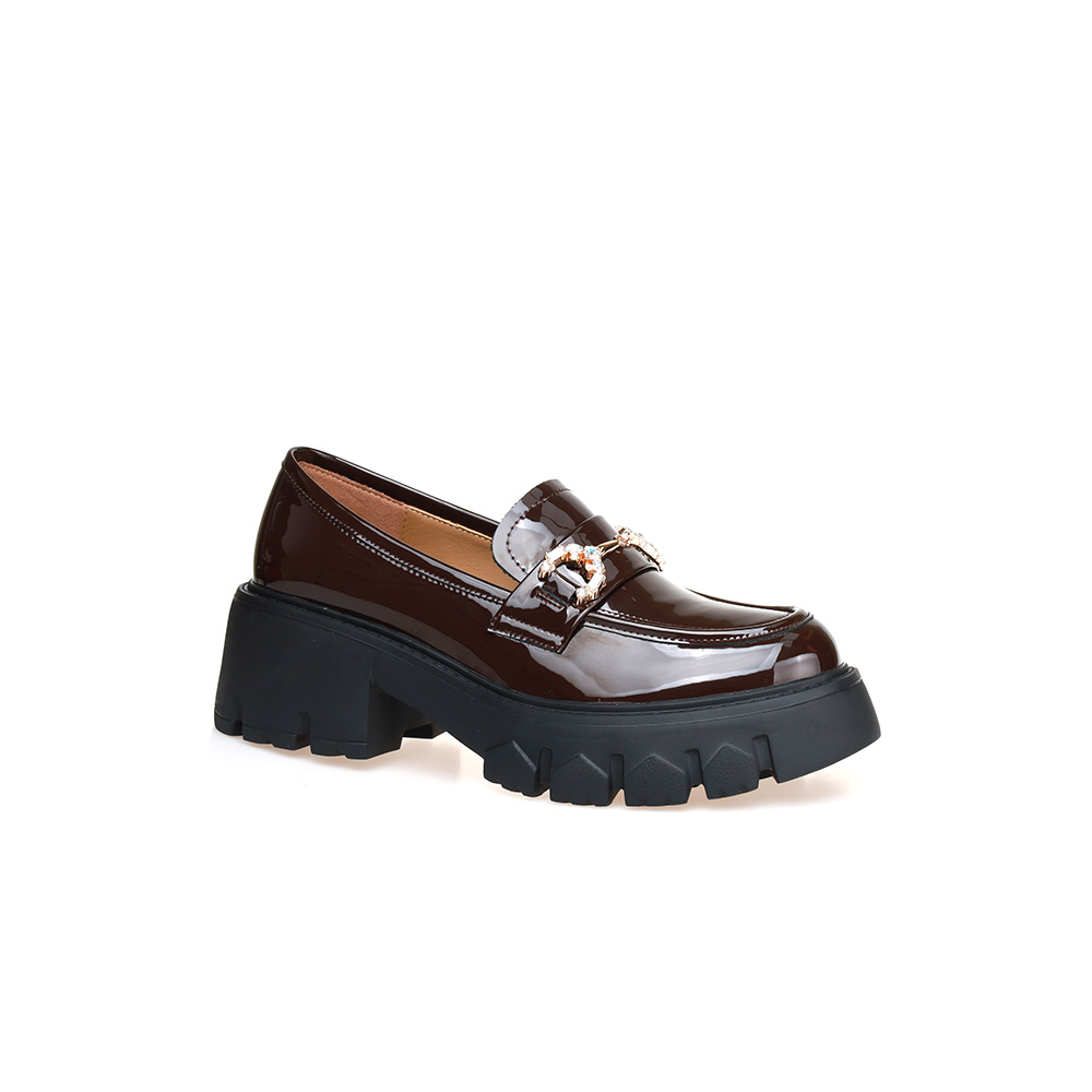 豪麟名鞋奥莱迪嘉女鞋乐福鞋牛移膜革DJXXO42WS201咖啡色  原价1960元