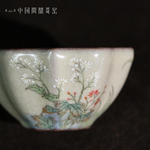 问鼎哥窑牛角款三叶杯（海棠蝴蝶）（缺货） 商品图2