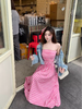 清仓捡漏  LINCHAOZHANG 格子抹胸连衣裙女新款夏季复古粉色收腰气质无袖a字裙LL240508 商品缩略图4