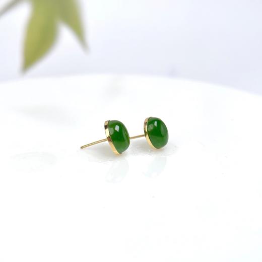 18k碧玉蛋面耳钉 商品图0