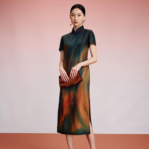 TANGY Collection天意精品2024秋季新品中国风旗袍彩茛中长款女士连衣裙 商品图1