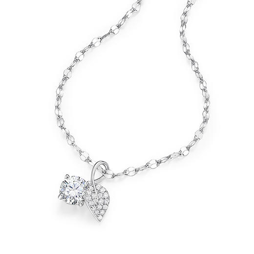 卡蒂罗/KADER 一叶知心项链 925银冰晶树叶梦幻可爱轻奢设计可调节锁骨链 甜美公主满镶锆石吊坠 恋爱告白礼盒 商品图1