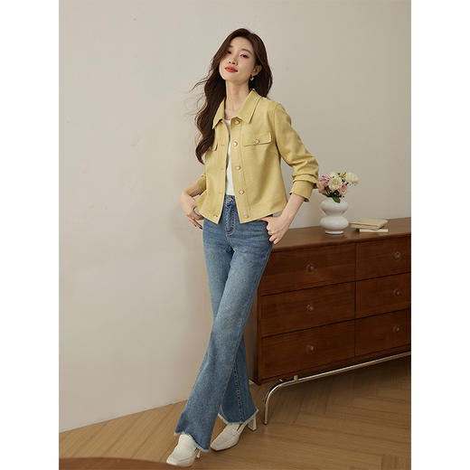 【1件72折】熙世界工装风麂皮绒女士短外套2025秋装新款休闲小个子夹克上衣 商品图4