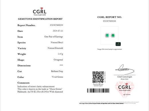 1.88ct 祖母绿耳钉 商品图5
