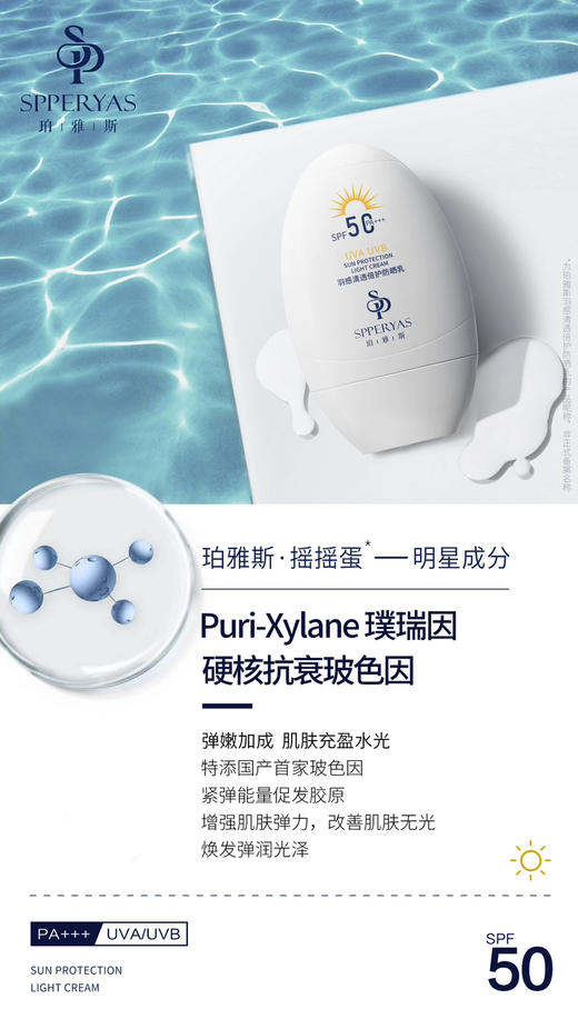 珀雅斯羽感清透倍护防晒乳50ml SPF50 PA+++ 商品图5